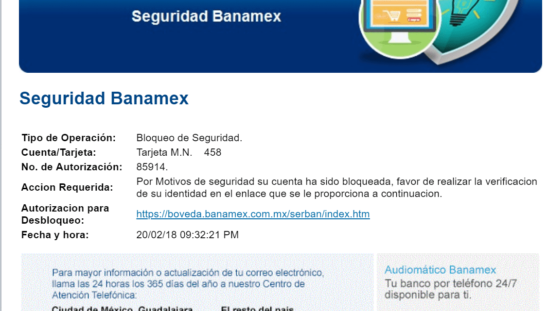 Email fraudulento – Intento de robo de indentidad y/o datos bancarios Email fraudulento – Intento de robo de indentidad y/o datos bancarios